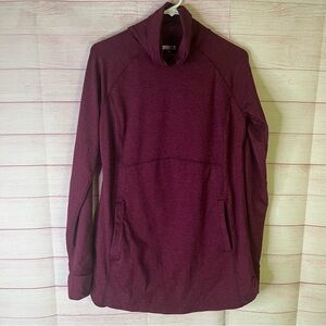Duluth Trading Co. Maroon Funnel Neck‎ Long Sleeve Fleece Pullover Tunic Size XS